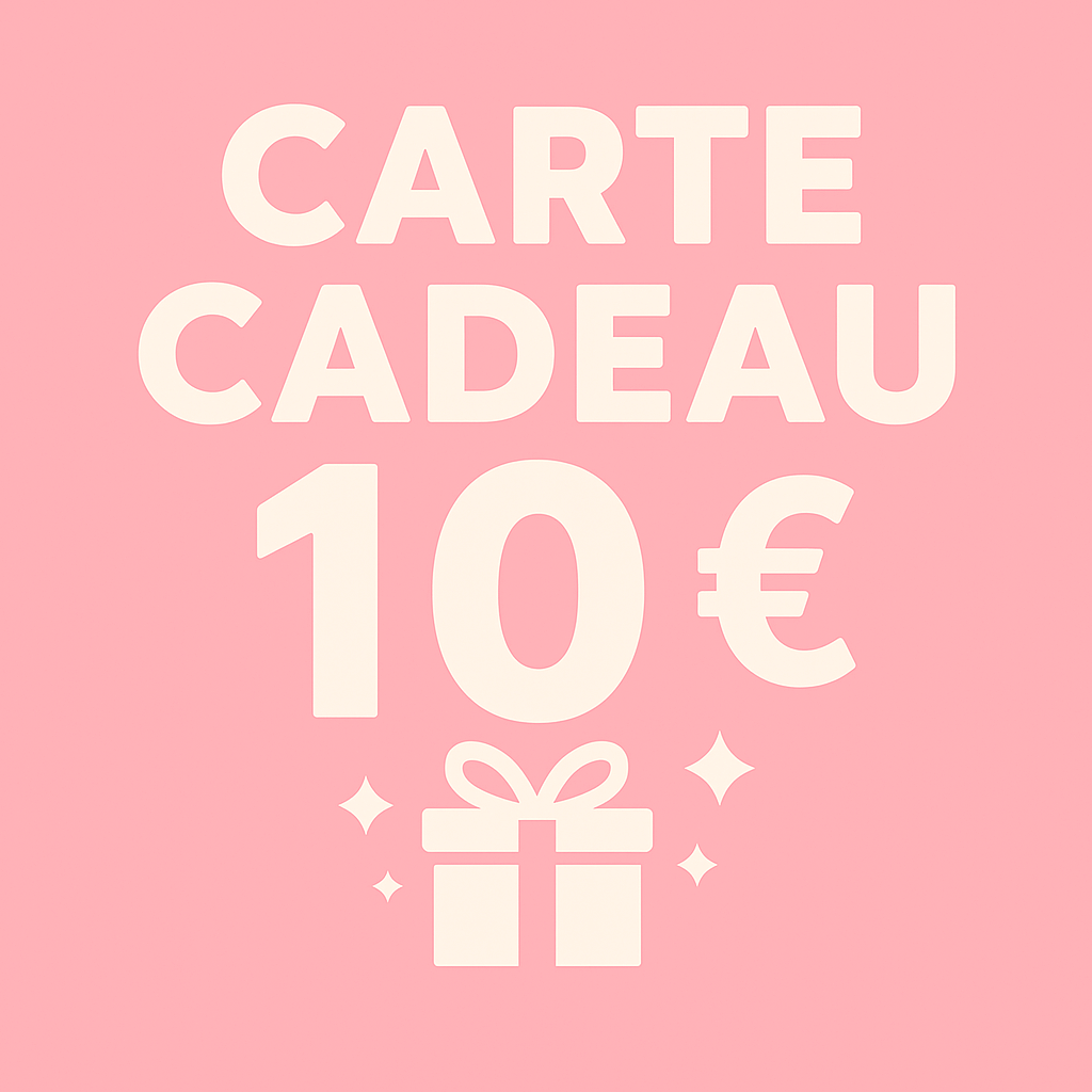 Carte cadeau numérique Chollala de 10 euros sur fond rose pastel avec icône cadeau blanc