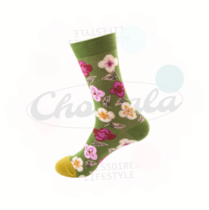 Chaussettes Fantaisie Motif Fleur 01 - Chollala