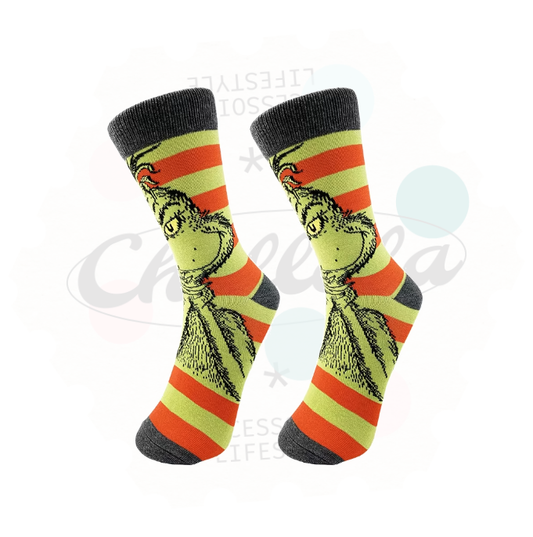 Grinch Christmas Striped Novelty Socks
