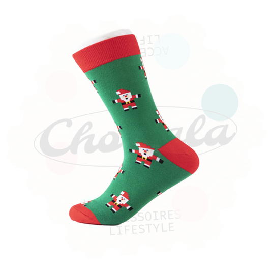 Pixelated Santa Claus Christmas Novelty Socks
