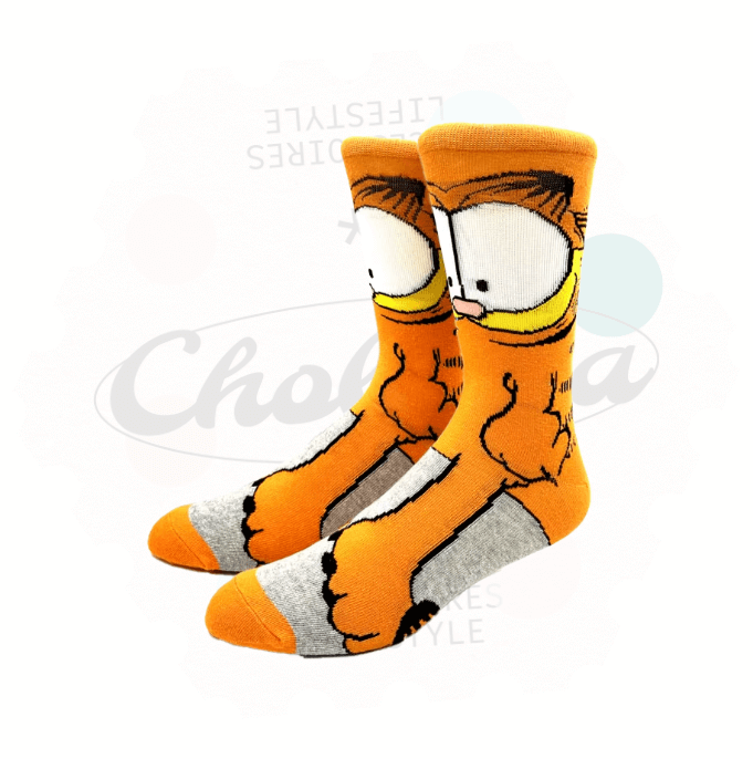 Chaussettes fantaisie Garfield avec design coloré et humoristique, parfaites pour ajouter du style à votre look.