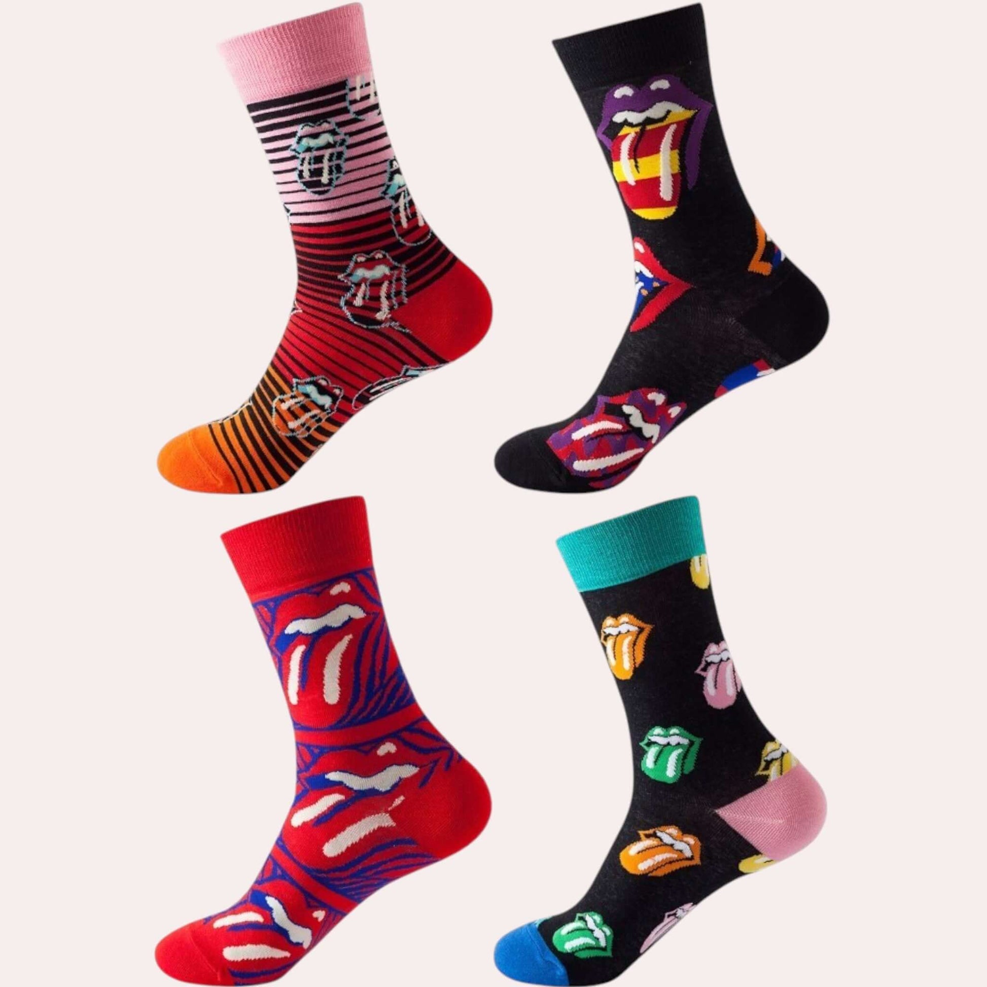 Chaussettes fantaisie classiques pack Rock 4 paires aux motifs inspirés de l’univers musical – Chollala